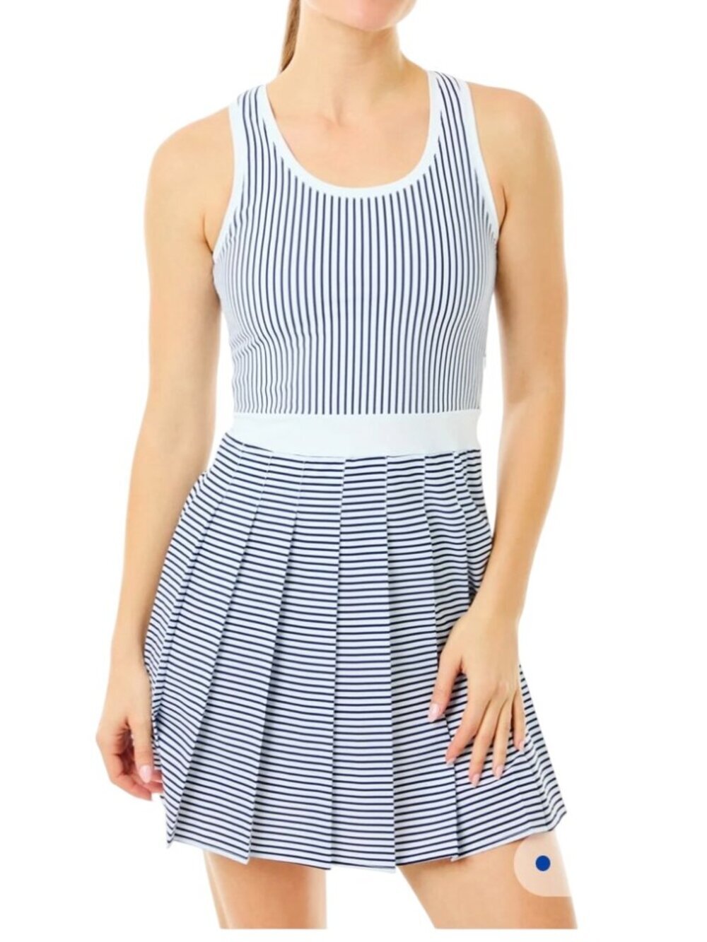 Addison Bay Grove Dress XL Blue White Stripe Pleated Active Tennis NWT